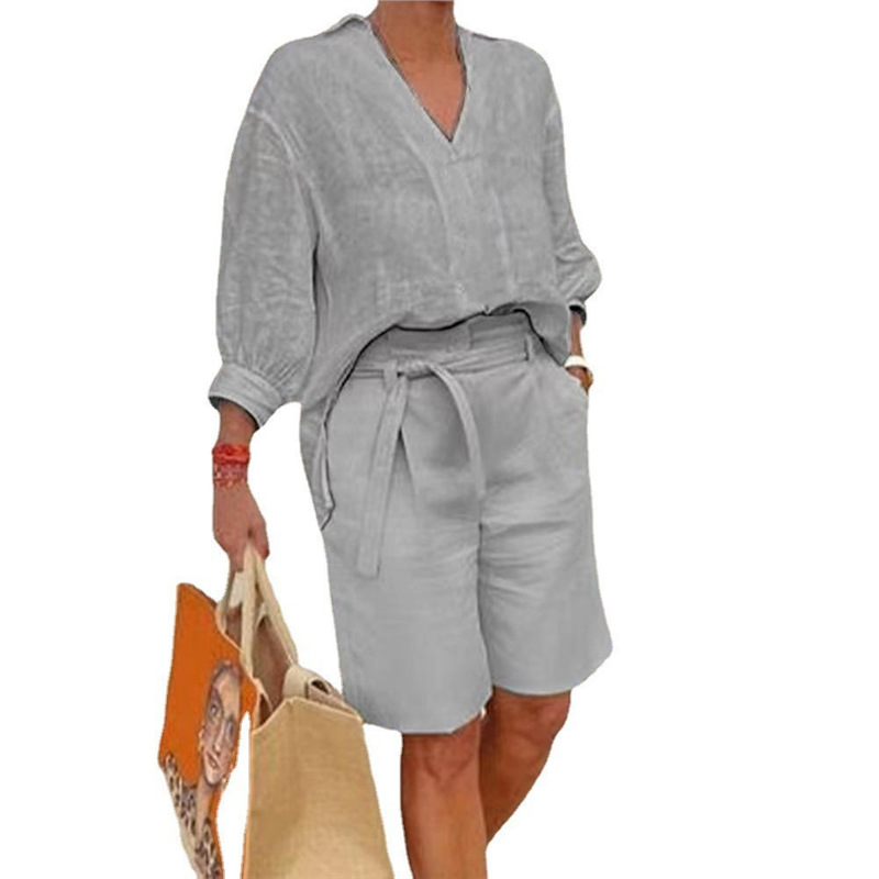 Women's Casual Two-Piece Set with Loose Shorts and Top