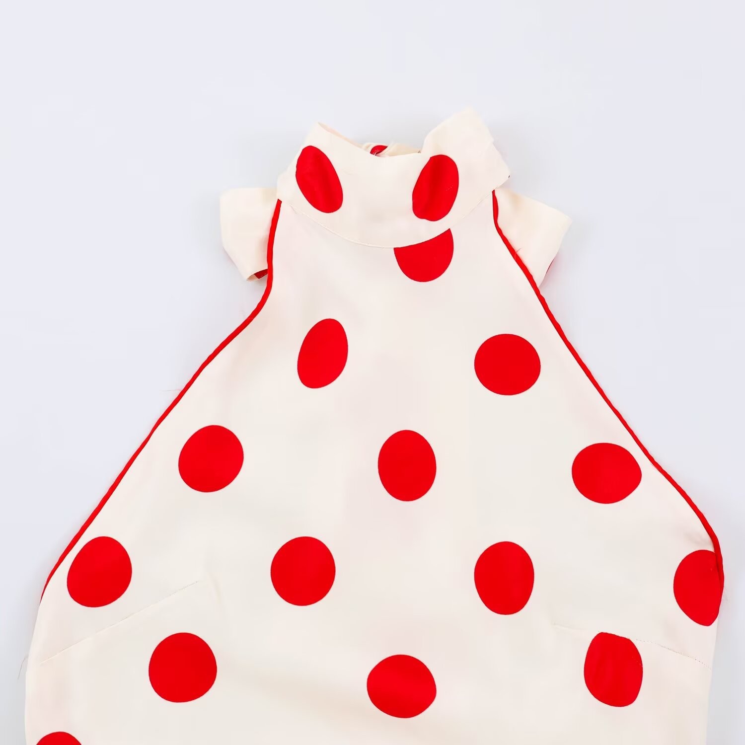 Elegant Halter Neck Polka Dot A-Line Midi Dress
