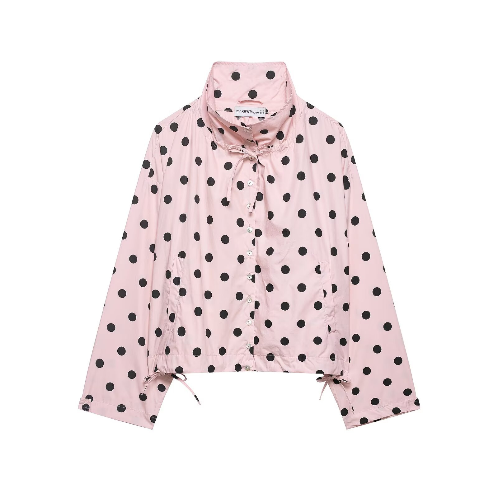Women's Polka Dot Stand Collar Long Sleeve Casual Jacket