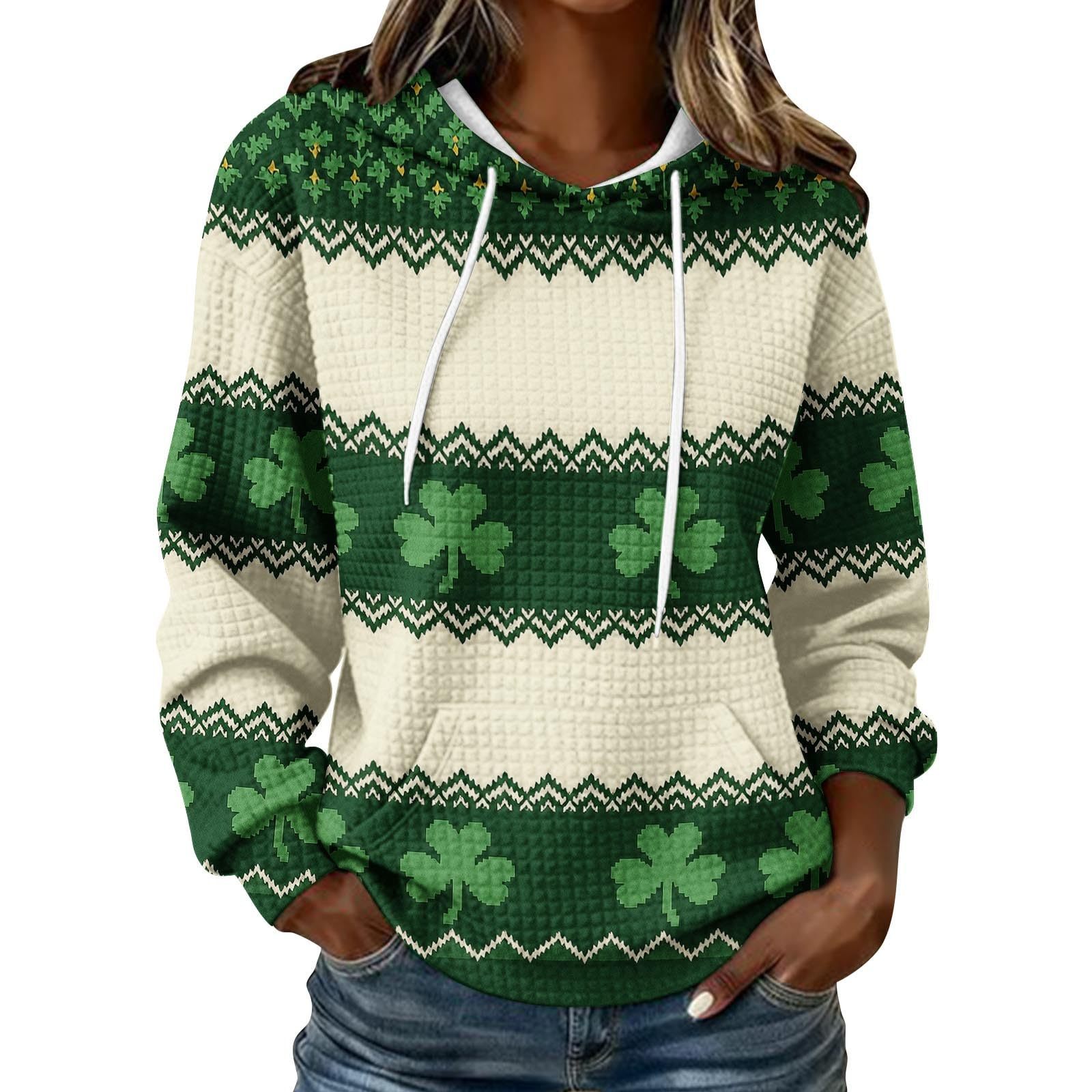 Women's Clover Cross Letter Print Hoodie