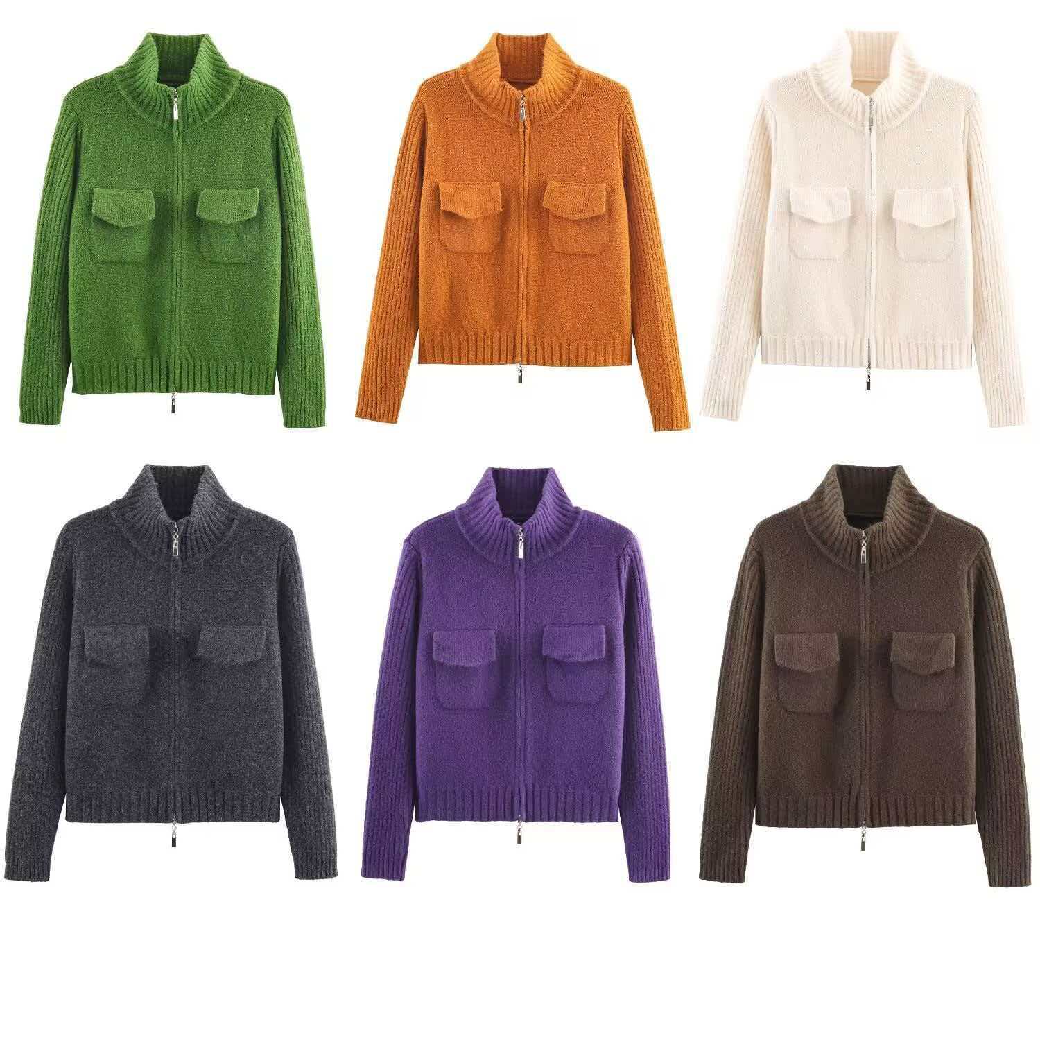 Women's Double-Zip Knit Cardigan Sweater
