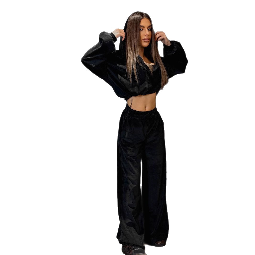 Women's Hooded Casual Sweatshirt and Pants Two-Piece Set