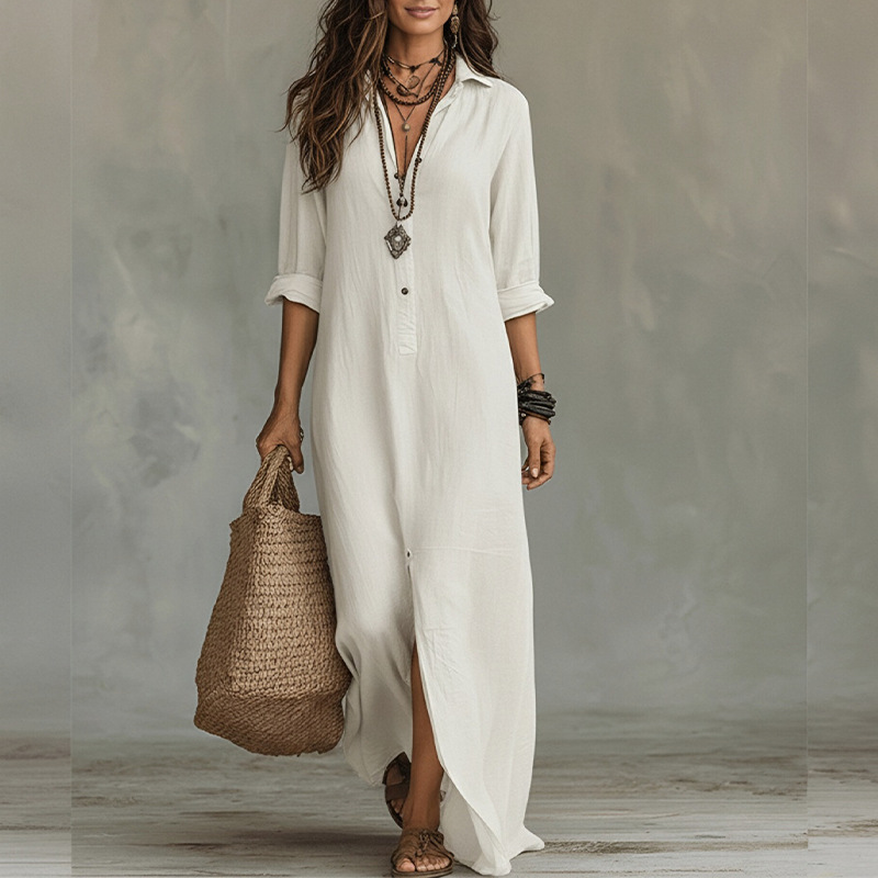 Women's Slim Fit Elegant Solid French Style Long Dress