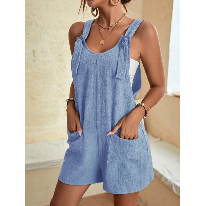 Women's Summer Sleeveless Romper with Straps and Shorts
