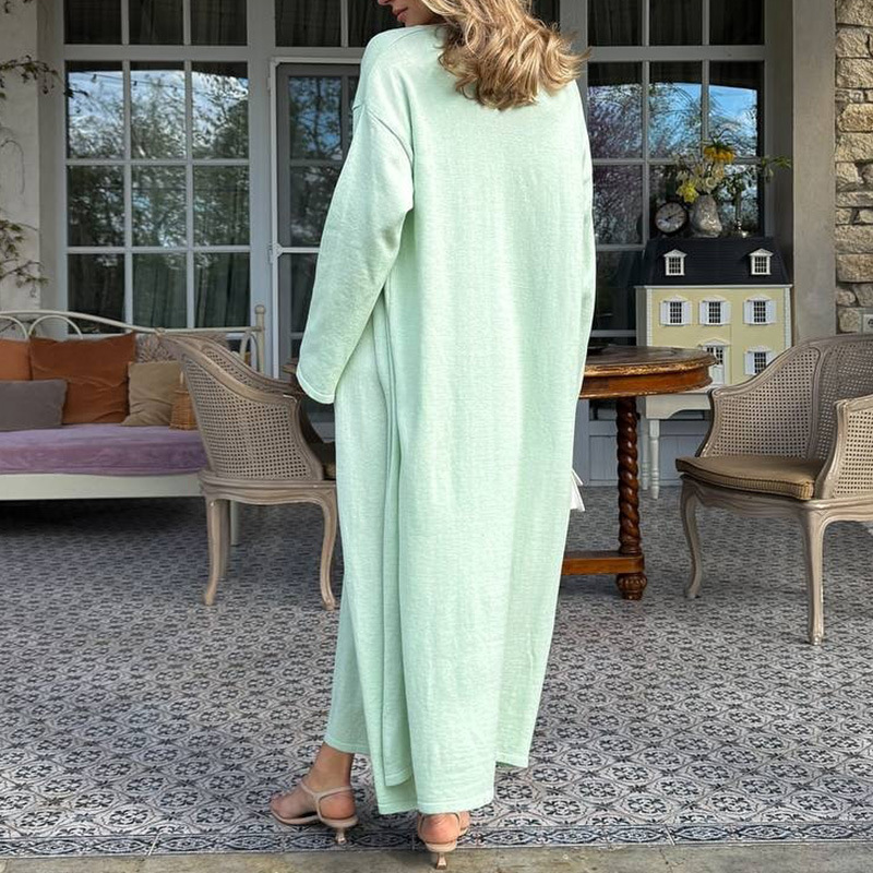 Women's Solid Color Sleeveless Midi Dress and Long Sleeve Cardigan Knit Set