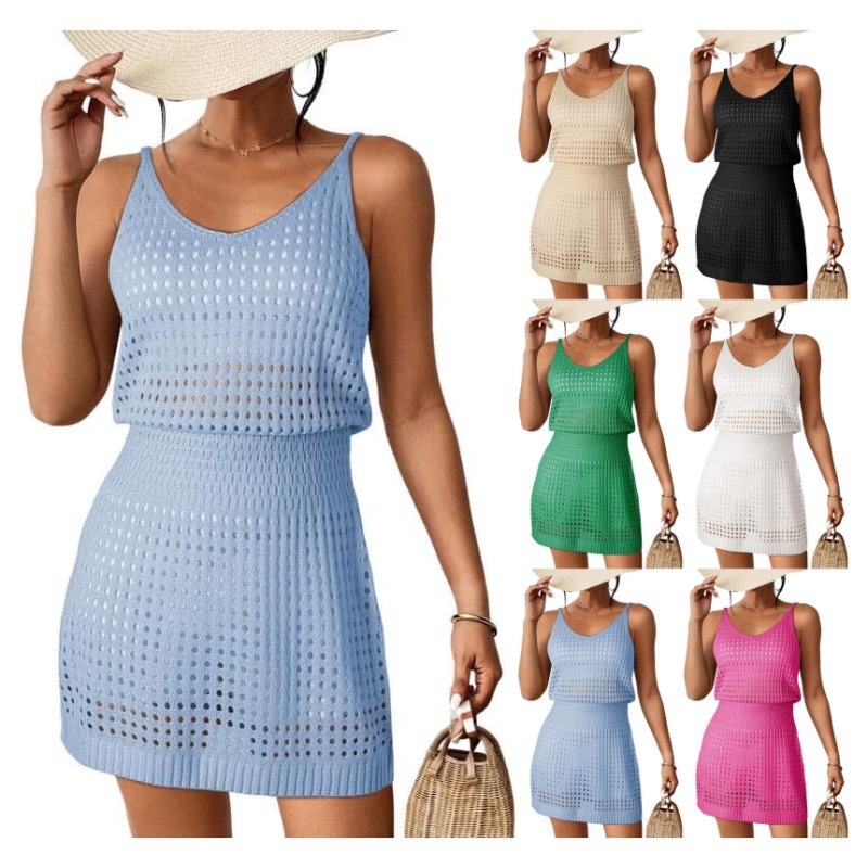 Sexy Knit Cami Dress with Waist-Cinching and Cutout Detail, White Beach Dress