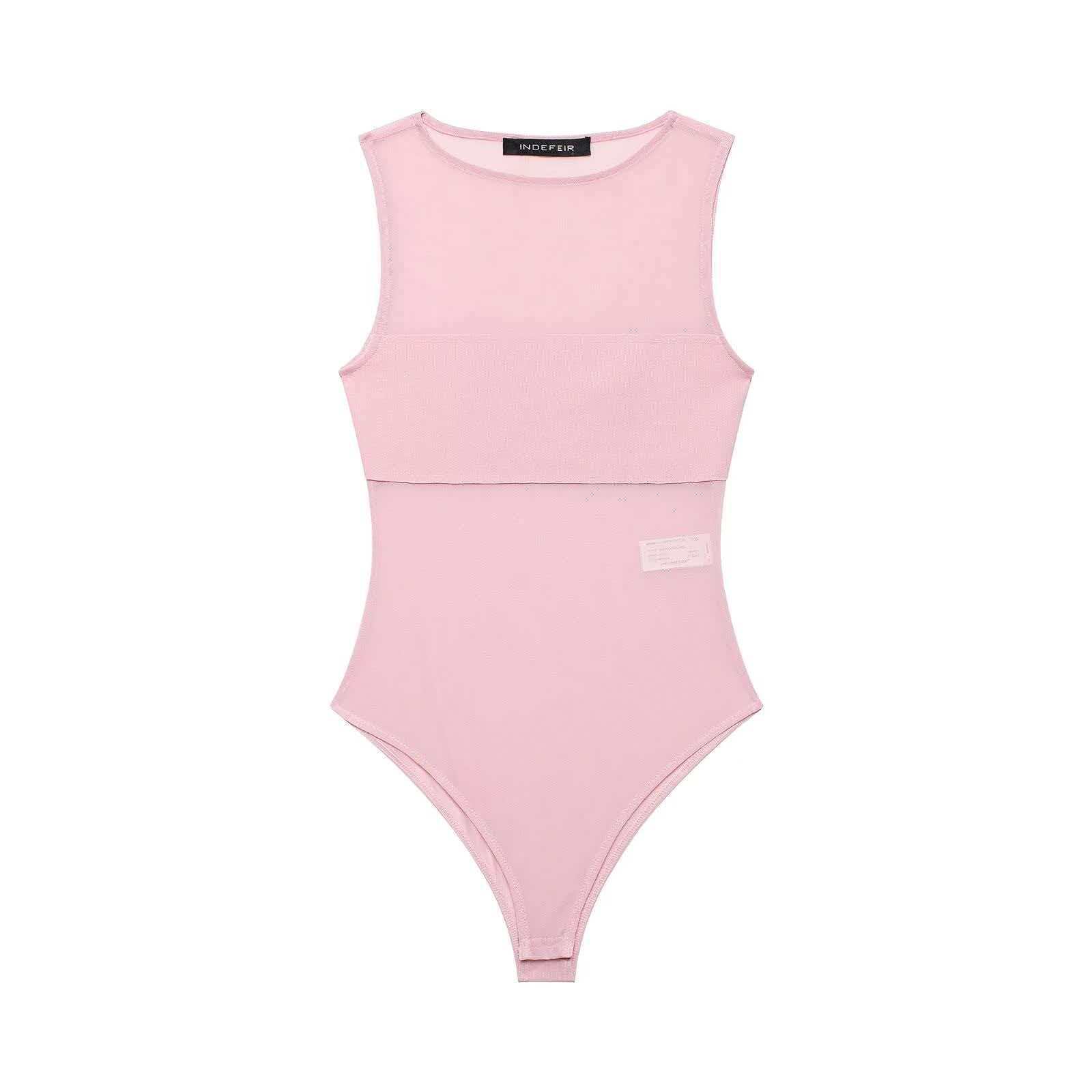 Women's Sleeveless Sheer Mesh Lace Bodysuit