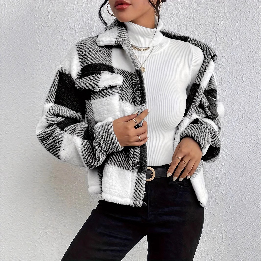 Double-Sided Fleece Button Cardigan with Patch Pockets