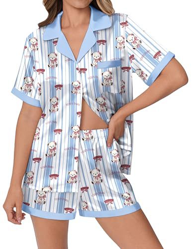 Cuban Collar Animal Print Short Sleeve Women's Set