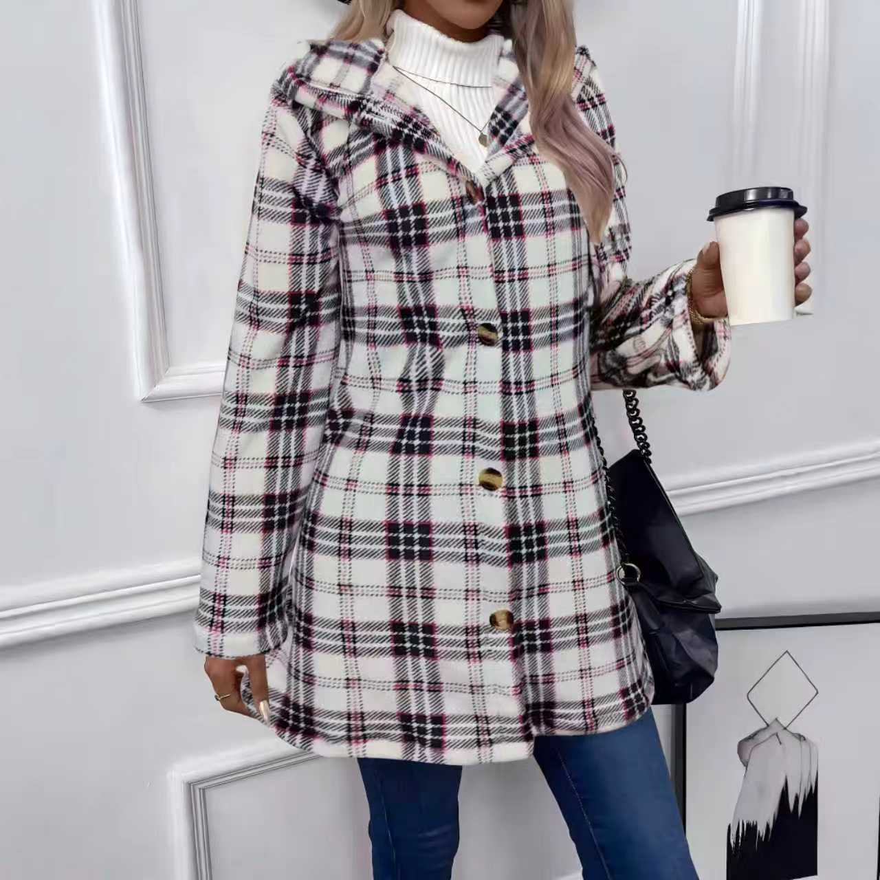 Women's Hooded Double-Sided Fleece Cardigan Long Sleeve Casual Warm Jacket