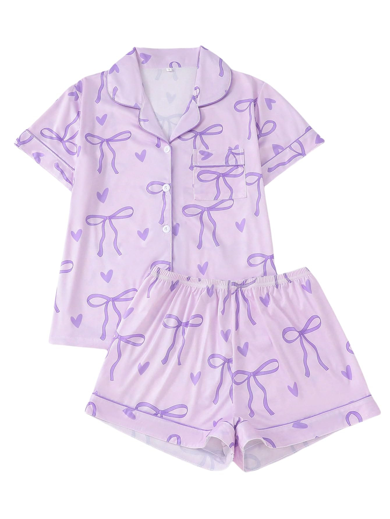 Women's Summer Hawaiian Print Short Sleeve Shirt Set