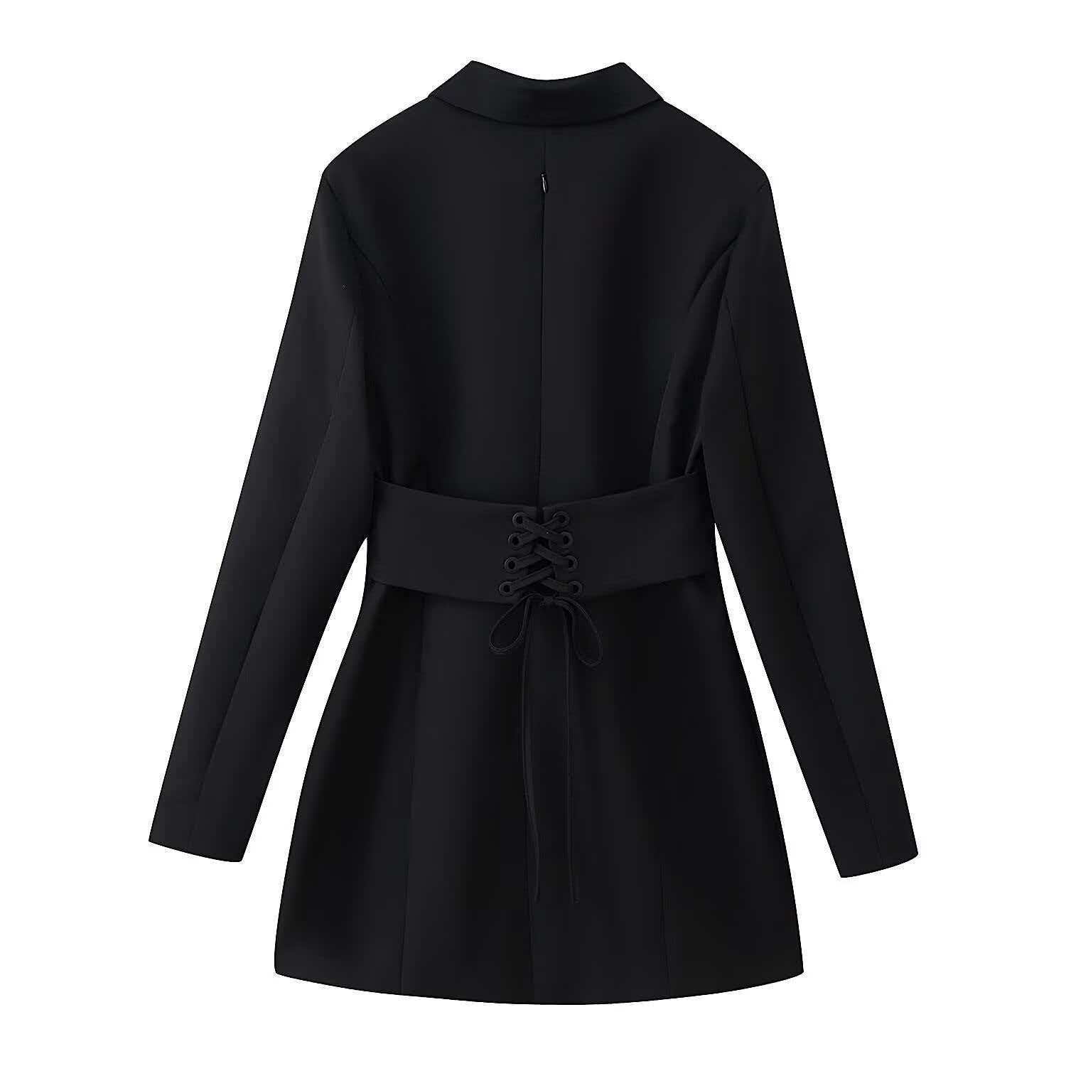 Women's Slimming Rhinestone Blazer Dress with Waist Detail