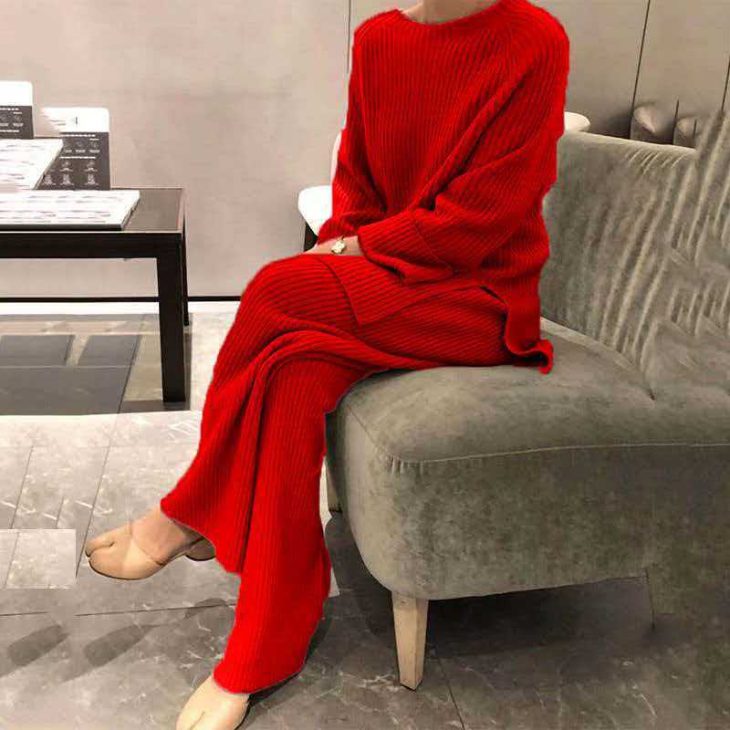 Women's Knit Sweater & Wide-Leg Pants Two-Piece Set