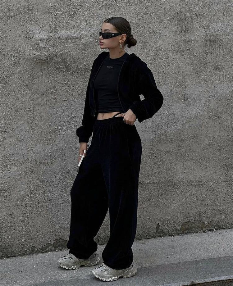 Women's Casual Hooded Cardigan and Pants Two-Piece Set