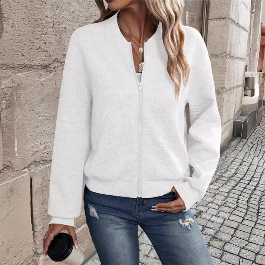Women's Solid Color Zip-Up Jacket Casual Lightweight Outerwear
