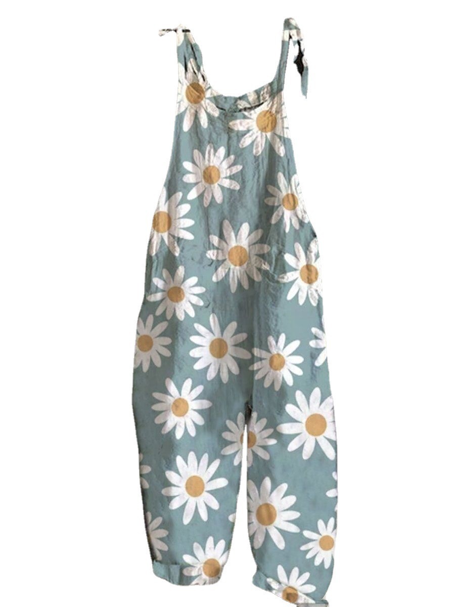 Sweet Floral Print Wide-Leg Jumpsuit