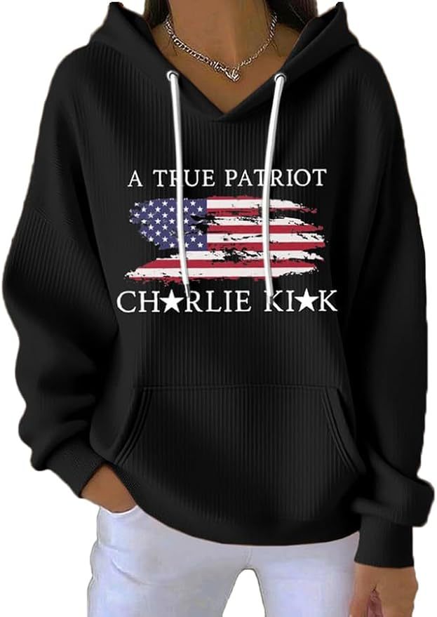 Women's Striped Hooded Long-Sleeve Sweatshirt with Cartoon Digital Print