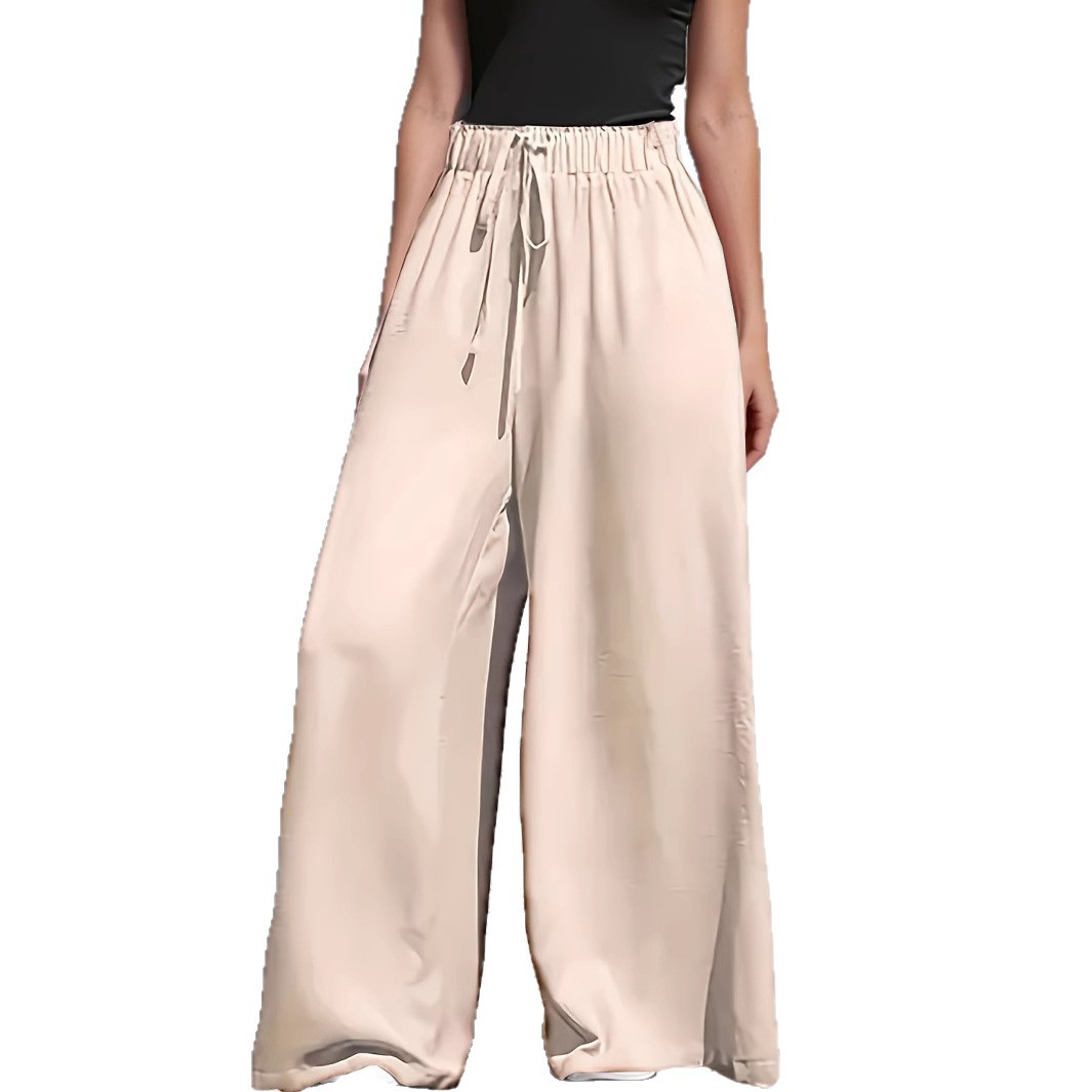 Women's Wide-Leg Drawstring Casual Pants