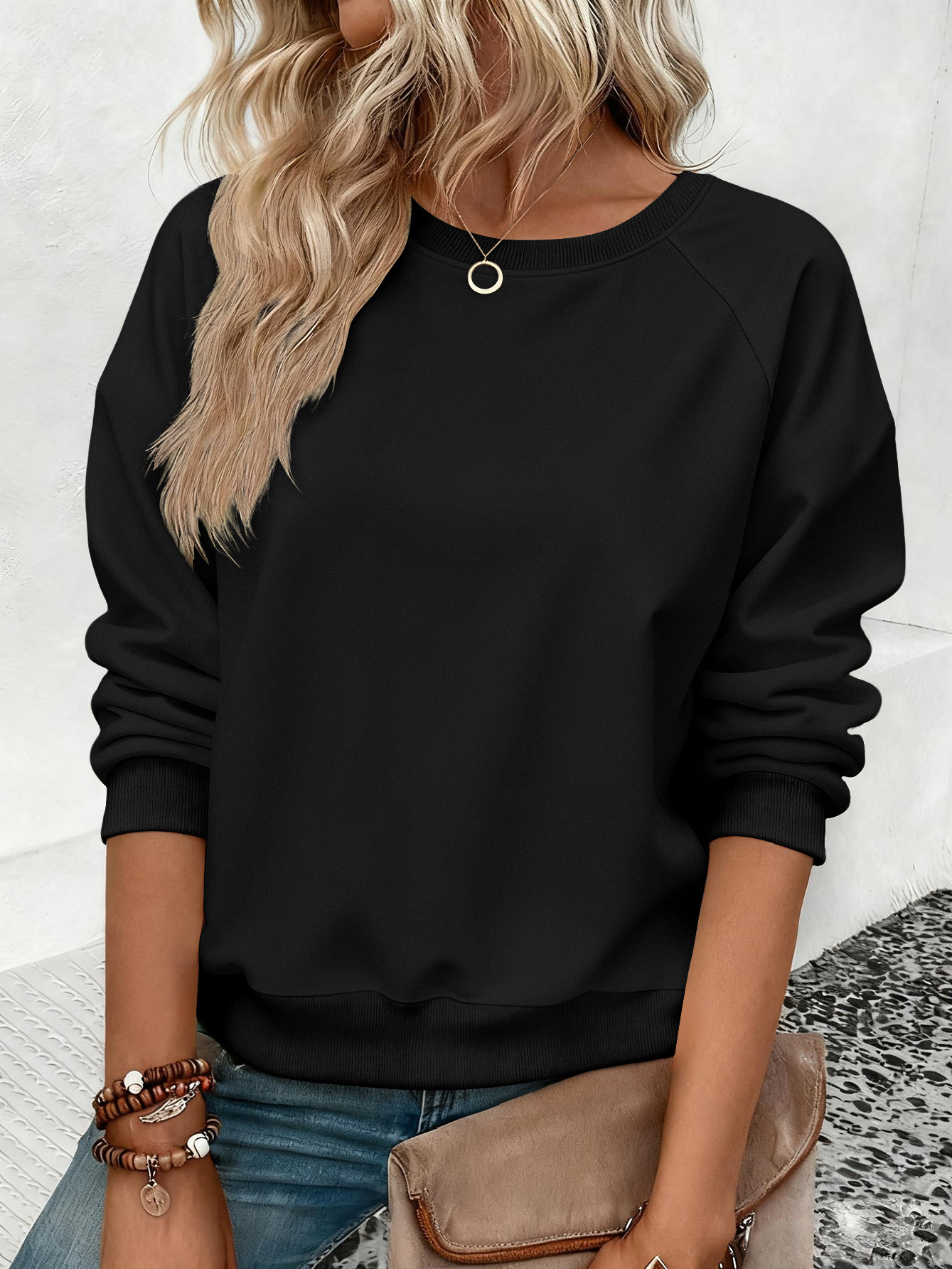 Women's Color-Block Raglan Pullover Hoodie 250g