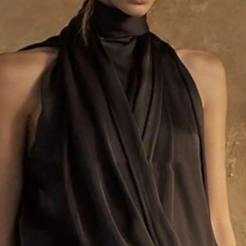 Women's Halter Sleeveless Bodycon Maxi Dress with Tie Straps