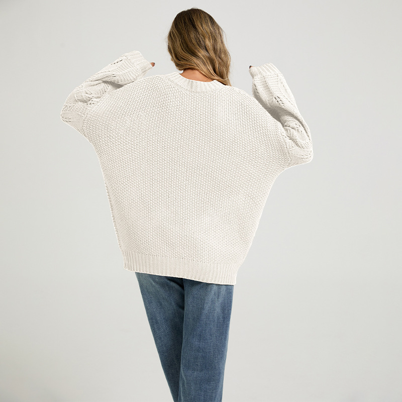 Women's Solid Color Crewneck Knit Pullover Sweater