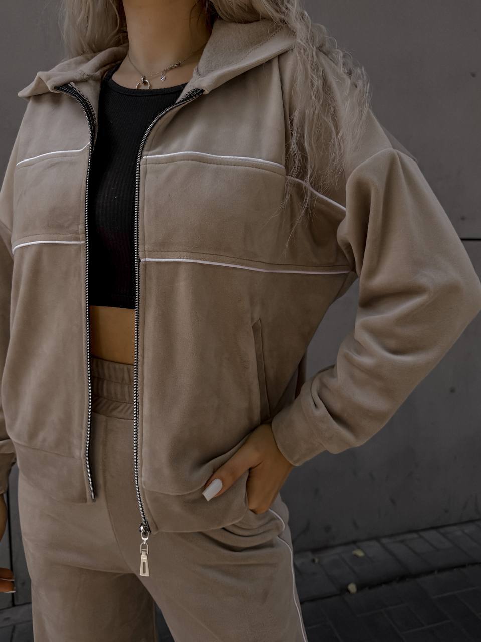 Striped Hooded Cardigan & Straight-Leg Pants Set Women's Casual Long-Sleeve Sweatshirt Outfit