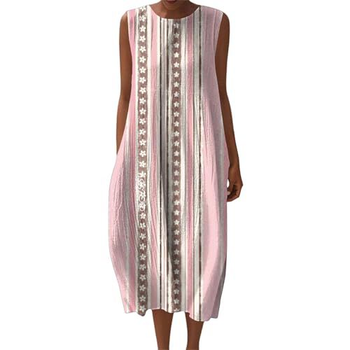Women's Vintage Floral Print Sleeveless Midi Dress