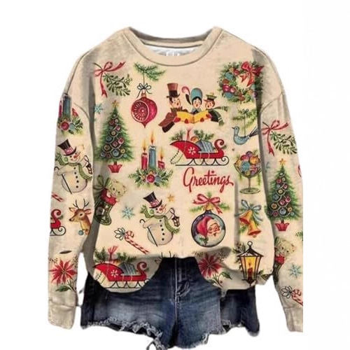 Women's Floral Animal Pumpkin Print Crewneck Sweatshirt