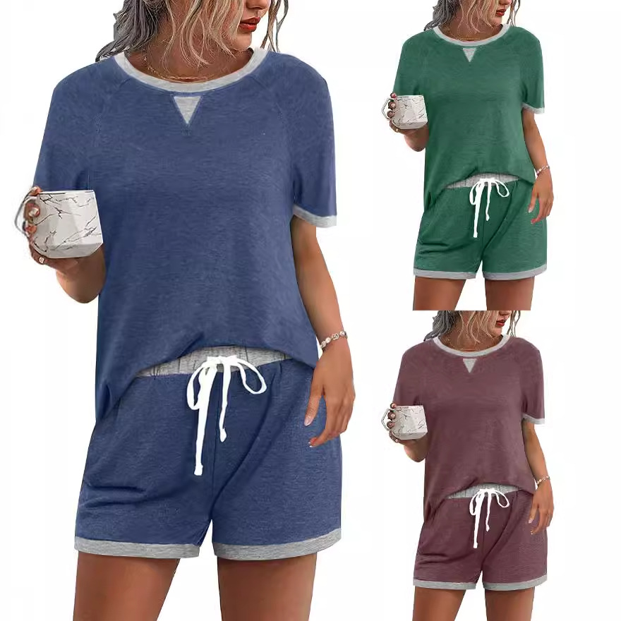 Women's Colorblock T-Shirt and Shorts Two-Piece Set