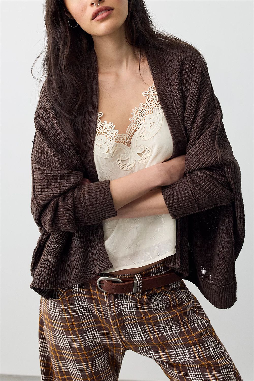 Women's Knit Cardigan Sweater Coat Solid Color Casual Loose V-Neck Long Sleeve
