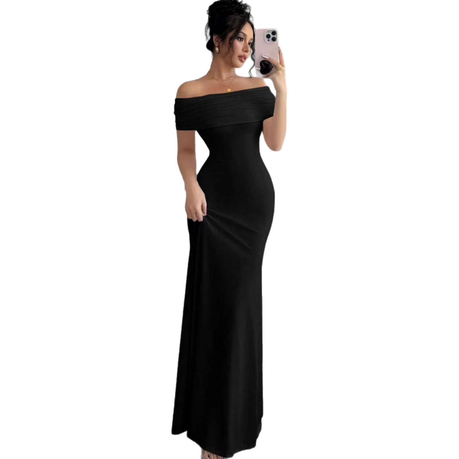 Sleeveless Off-Shoulder Bodycon Dress