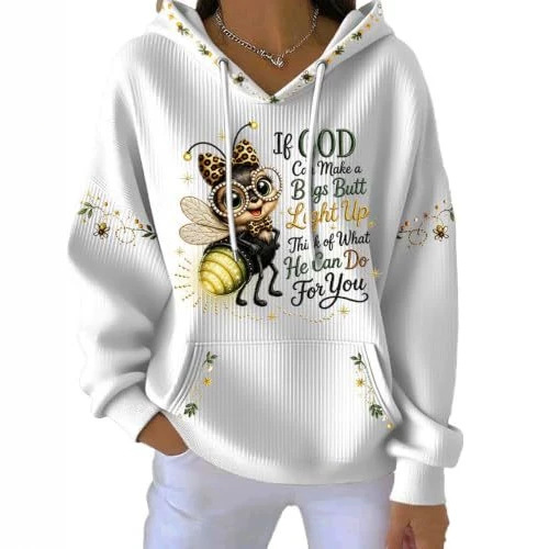 Women's Bee Letter Print Casual Hoodie
