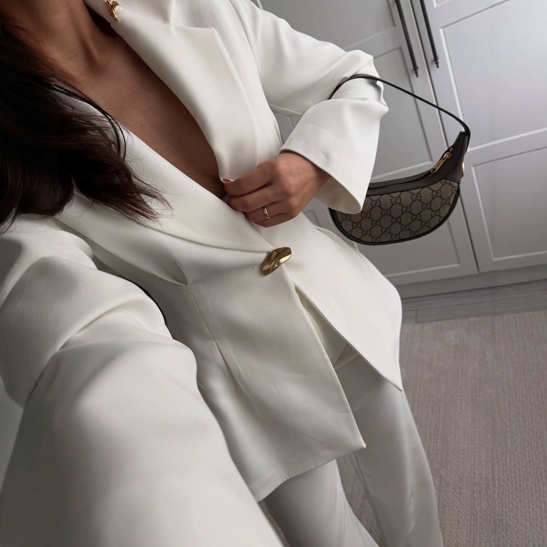 Women's Waist-Cinching Blazer and Pants Set Solid Color Commuter Suit