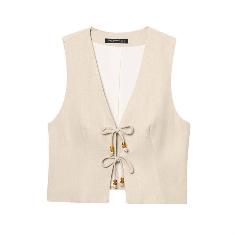 Beaded Sleeveless Vest and Midi Skirt Set