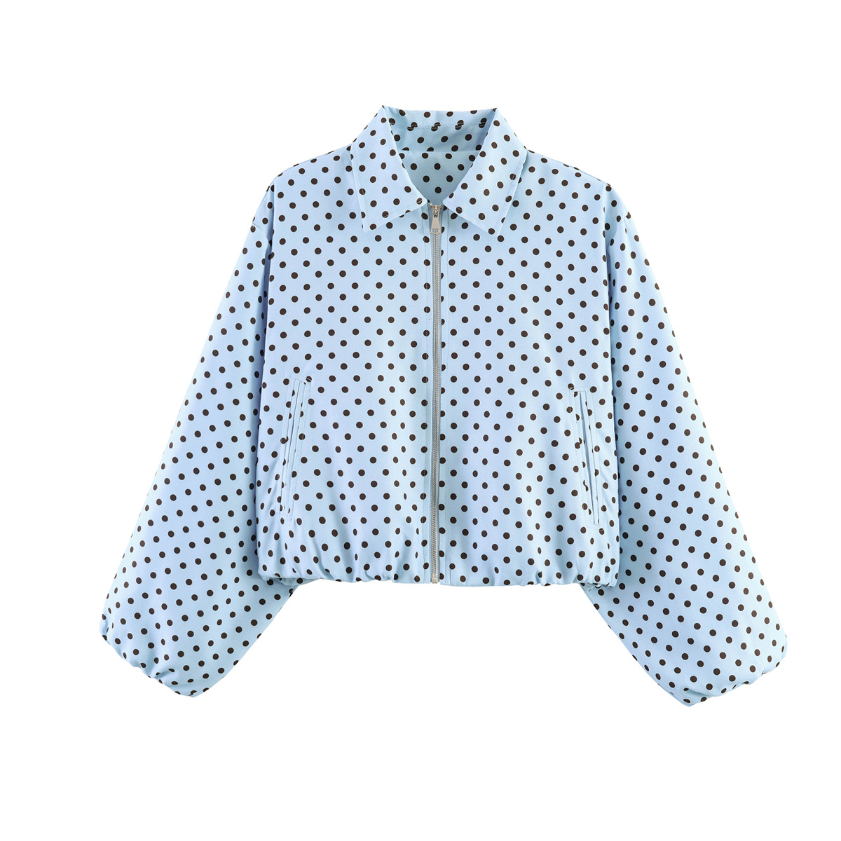 Women's Zip-Up Bomber Jacket with Puff Hem