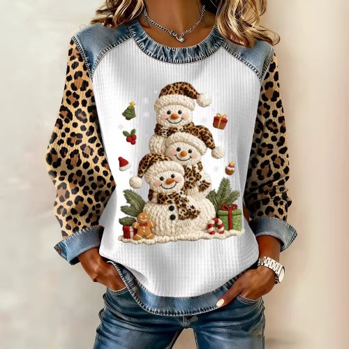 Women's Striped Paw Print Tribal Graphic Crewneck Sweatshirt