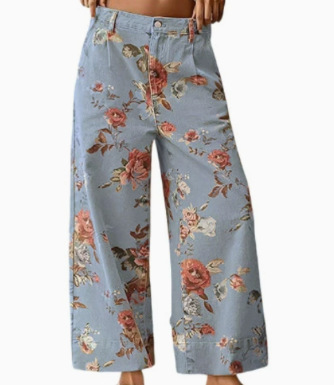 Women's Vintage Print Straight-Leg Casual Pants