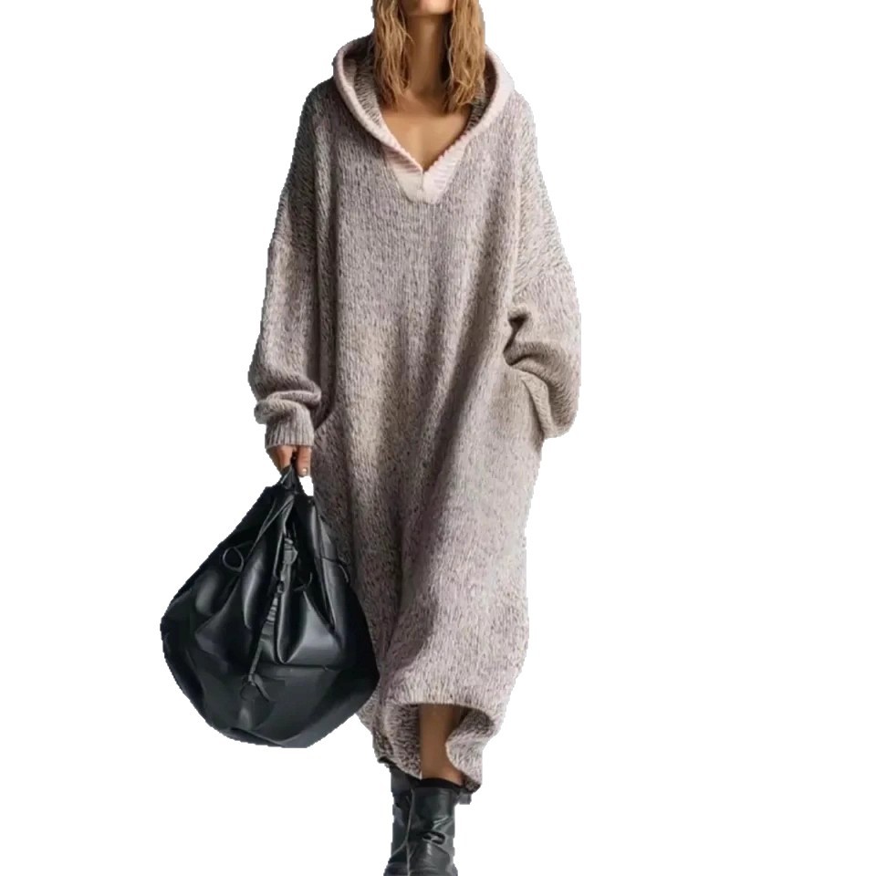 Casual Loose Hooded Knit Dress