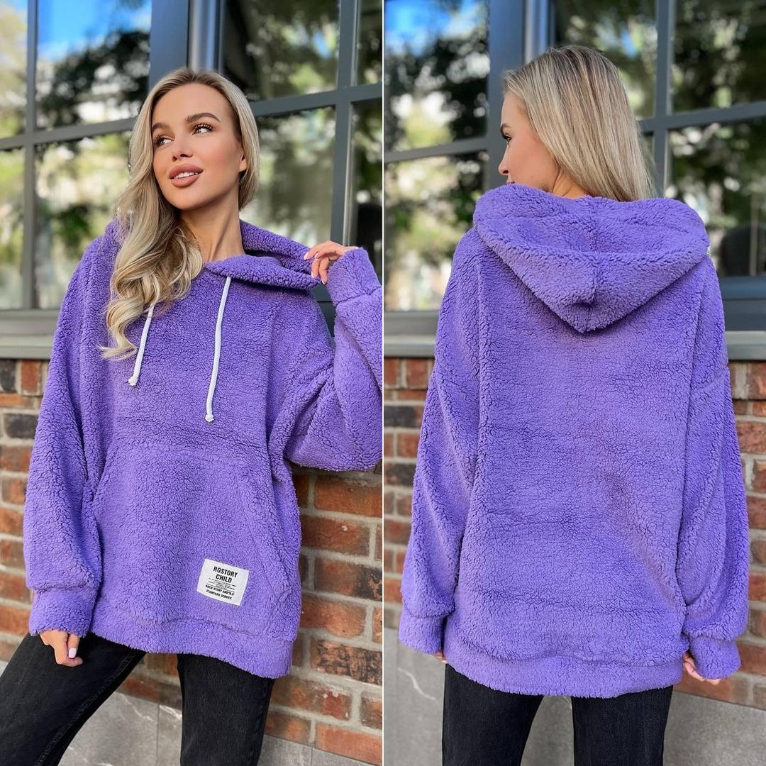 Flannel Fleece Hooded Pullover Sweatshirt