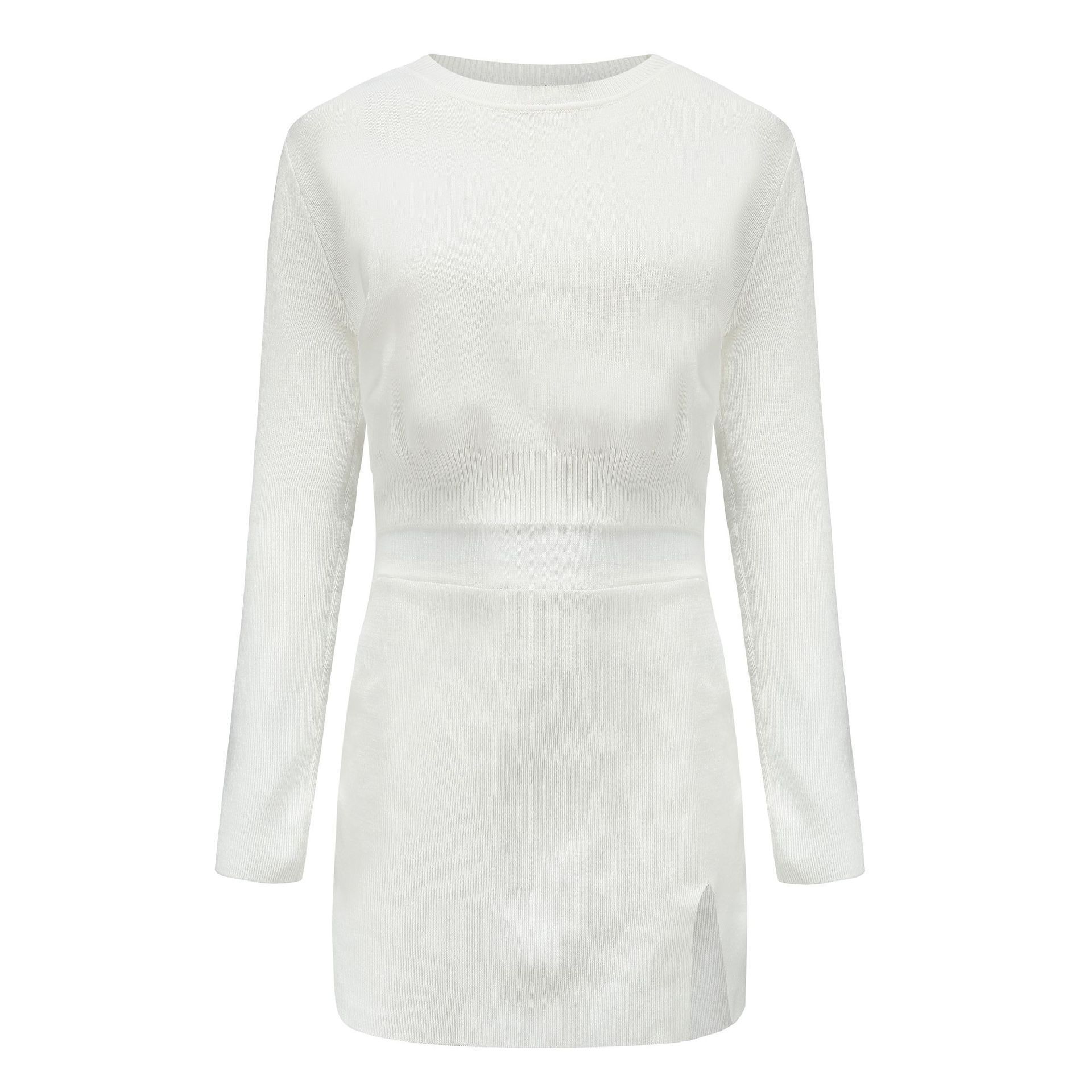 Women's Two-Piece Sweater and Skirt Set Long Sleeve Colorblock