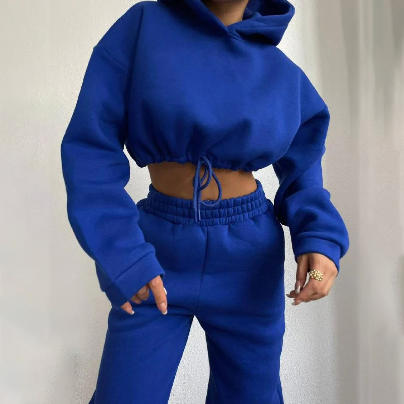 Women's Hooded Sweatshirt and Pants Two-Piece Set