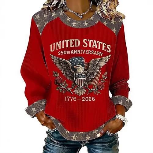 Women's Star Eagle Print Crewneck Sweatshirt