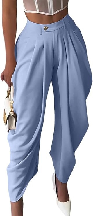 High-Waist Asymmetric Twist Pleated Harem Pants
