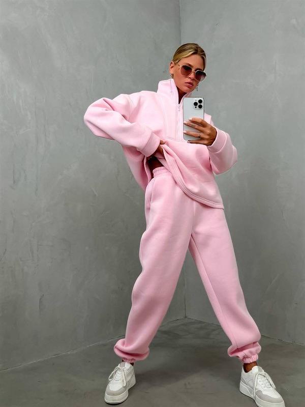 Women's Long Sleeve Stand Collar Zip Two-Piece Tracksuit Set