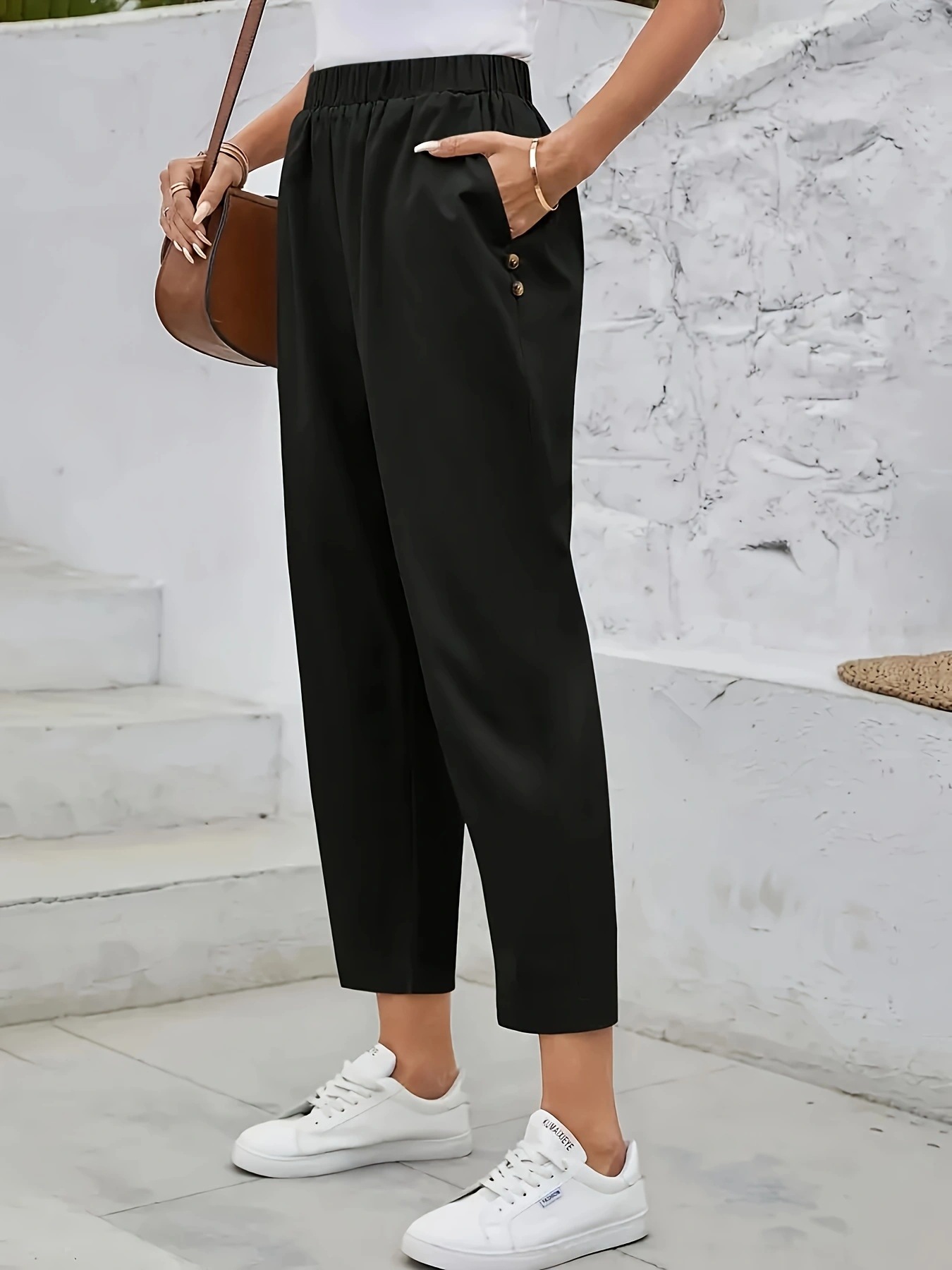 Women's Cotton-Linen Loose Casual Pocket Straight-Leg Pants