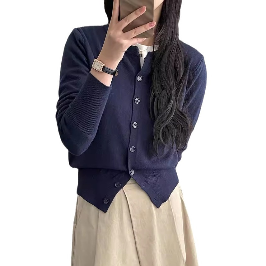 Soft Knit Round Neck Loose Short Cardigan Sweater