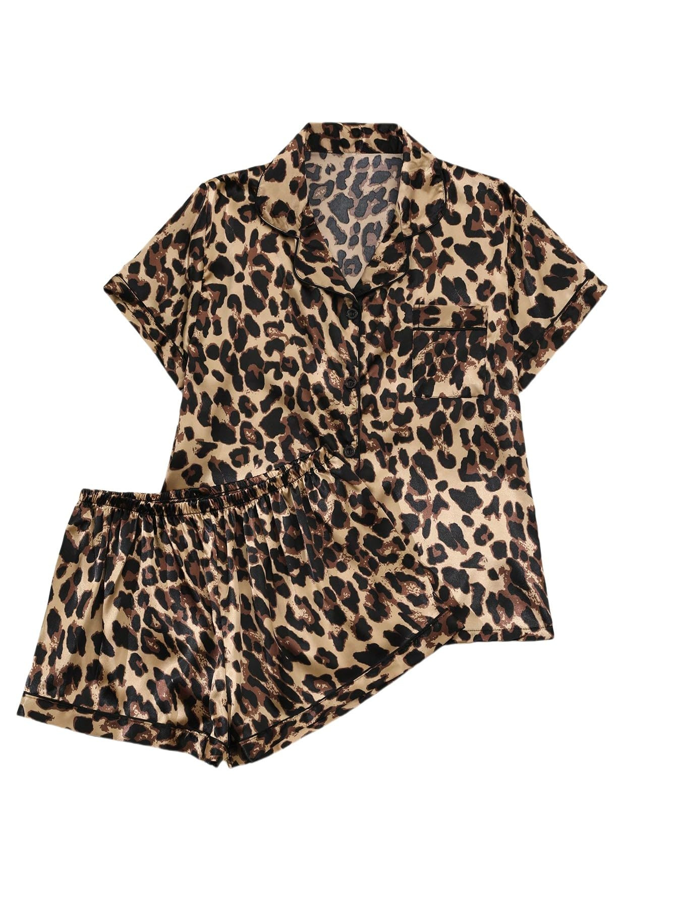 Women's Summer Hawaiian Print Short Sleeve Shirt Set