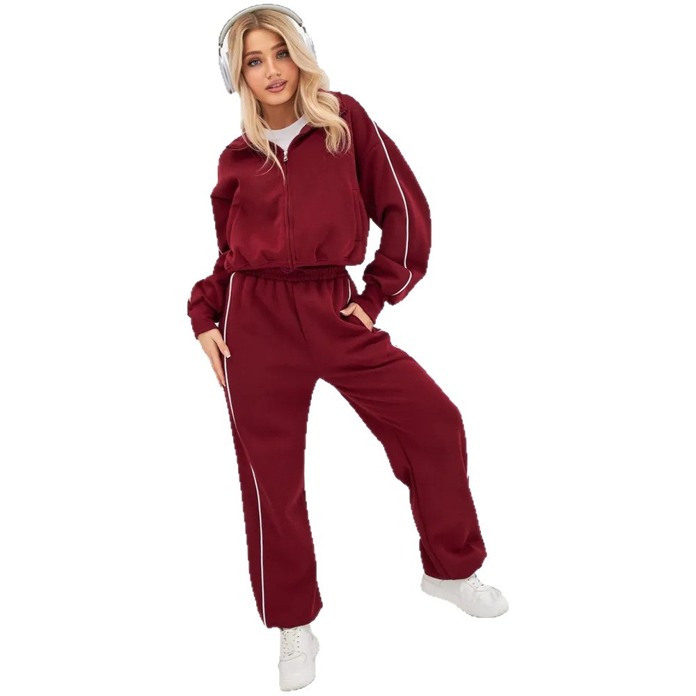 Women's Striped Hoodie and Pants Lounge Set, Loose Fit