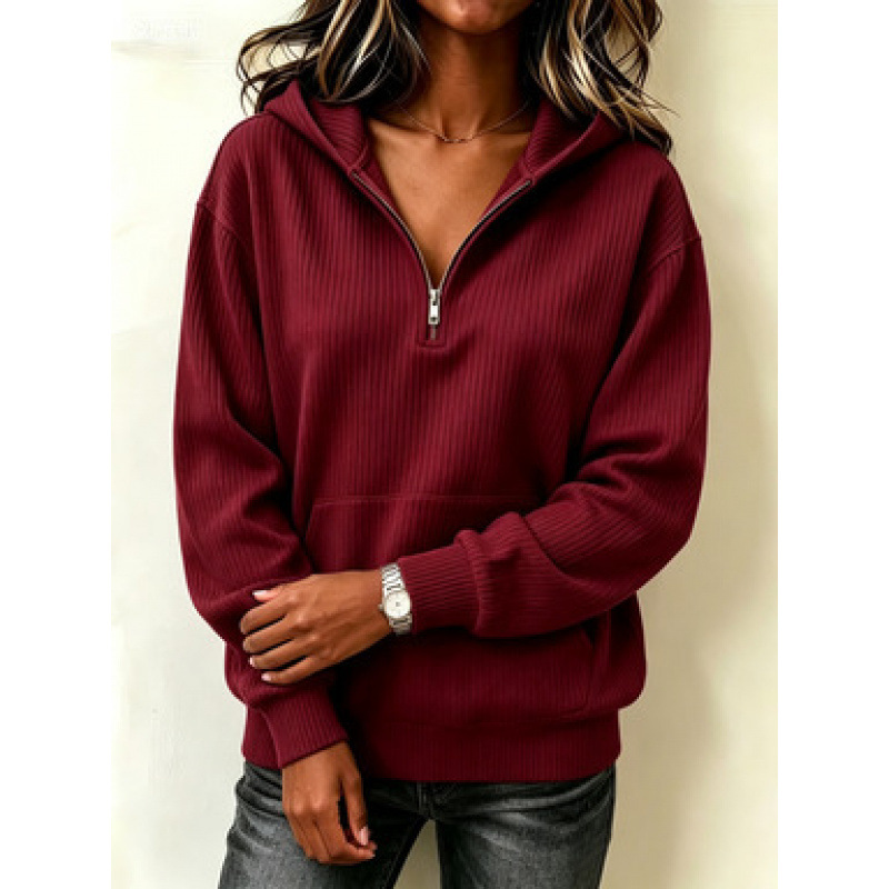 Half-Zip Hooded Sweatshirt Lazy Casual Long Sleeve