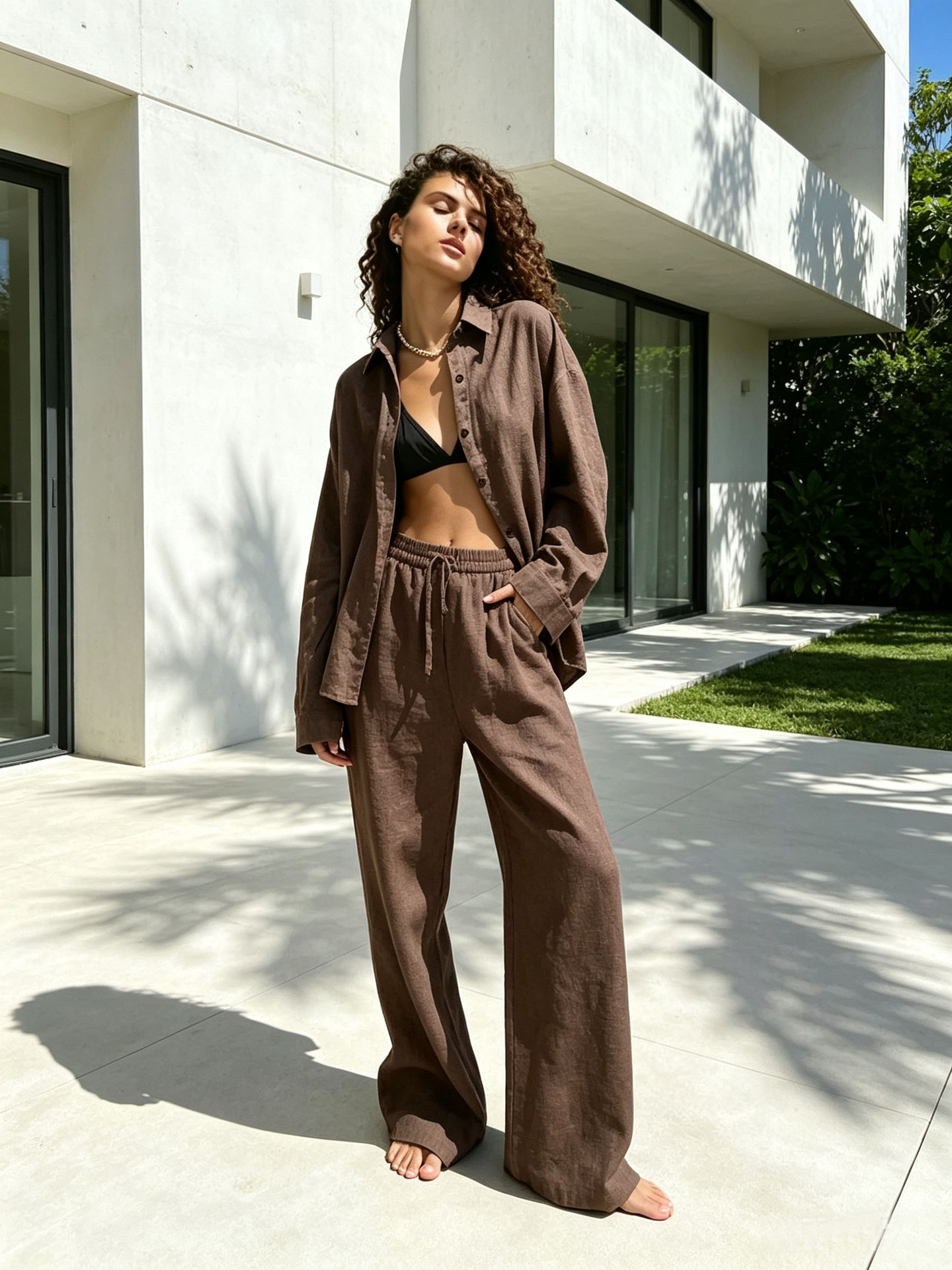 Women's Long-Sleeve Cardigan Two-Piece Casual Set